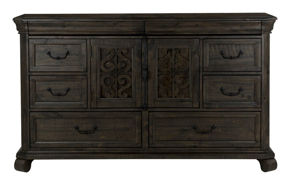 Magnussen - Bellamy Peppercorn Queen Sleigh Bed And Drawer Dresser With Shaped Mirror - B2491-53B-KIT4 view 5