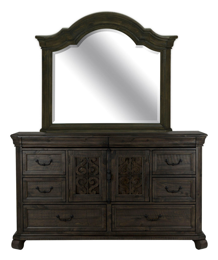Magnussen - Bellamy Peppercorn Queen Sleigh Storage Bed 2 Nightstands Drawer Dresser With Shaped Mirror And Drawer Chest - B2491-53-KIT8 view 5