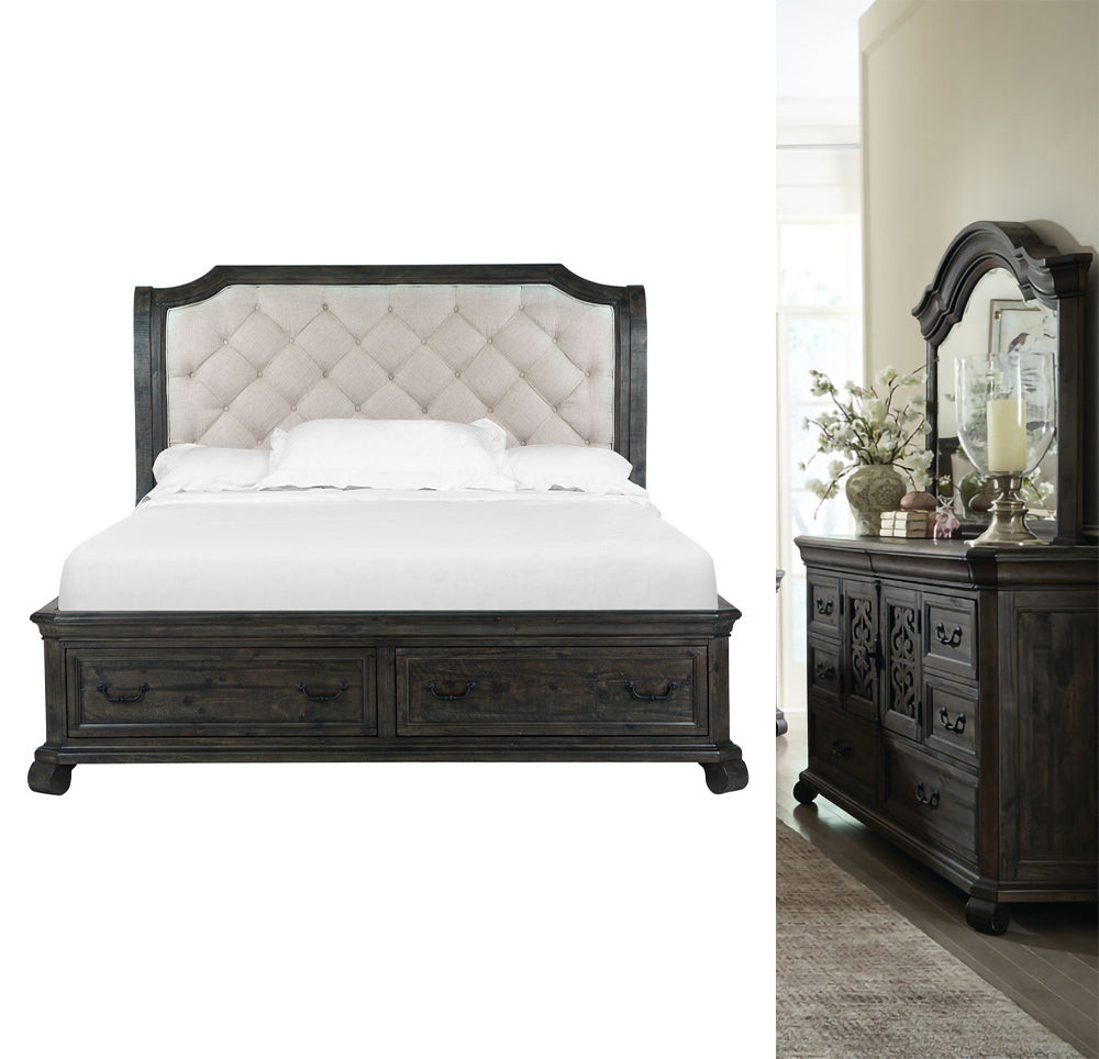 Magnussen - Bellamy Peppercorn Queen Sleigh Storage Bed And Drawer Dresser With Shaped Mirror - B2491-53-KIT4 view 1