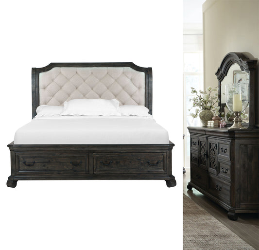 Magnussen - Bellamy Peppercorn Queen Sleigh Storage Bed And Drawer Dresser With Shaped Mirror - B2491-53-KIT4 view 1