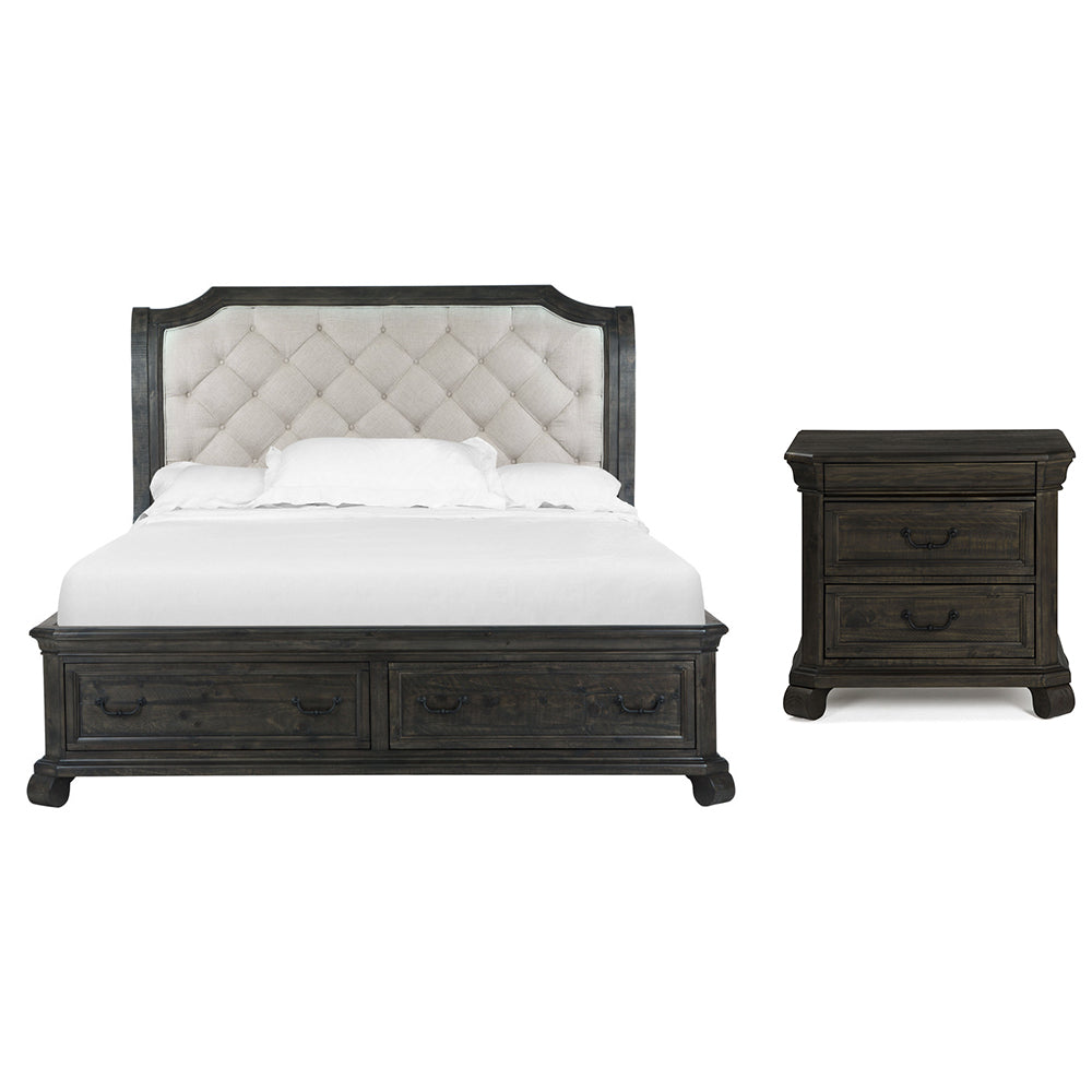 Magnussen - Bellamy Peppercorn Queen Sleigh Storage Bed With Nightstand - B2491-53-KIT1 view 1