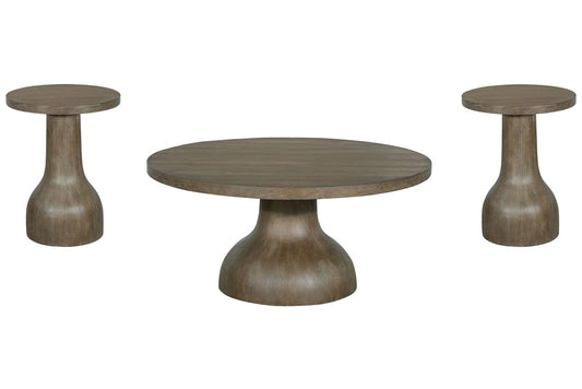 Magnussen - Bosley Lt. Brown Porpoise Round Cocktail Table With 2 Accent Table - T5693-45KIT2 view 1