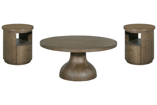 Magnussen - Bosley Lt. Brown Porpoise Round Cocktail Table With 2 End Table - T5693-45KIT5 view 1