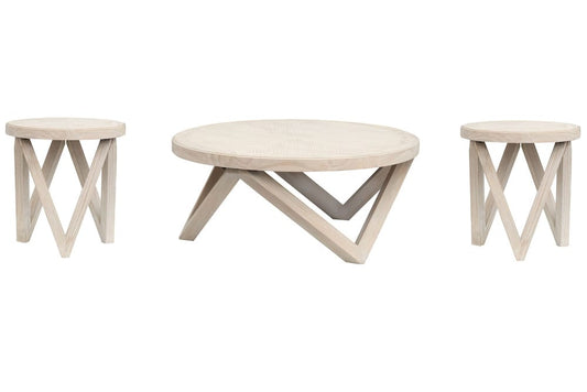 Magnussen - Bostwick Coconut Cream Round Cocktail Table With 2 End Table - T6340-45KIT2 view 1
