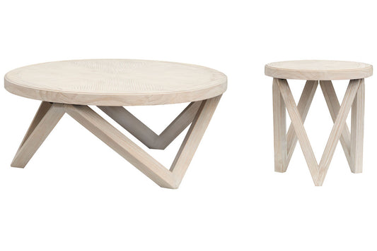 Magnussen - Bostwick Coconut Cream Round Cocktail Table With End Table - T6340-45KIT1 view 1