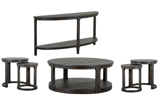 Magnussen - Boswell Peppercorn Round Cocktail Table With 2 Nesting End Table And Demilune Sofa Table - T5263-45KIT3 view 1
