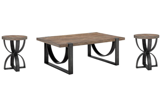 Magnussen - Bowden Rustic Honey And Distressed Iron Rectangular Cocktail Table With 2 Accent Table - T4635-43KIT2 view 1