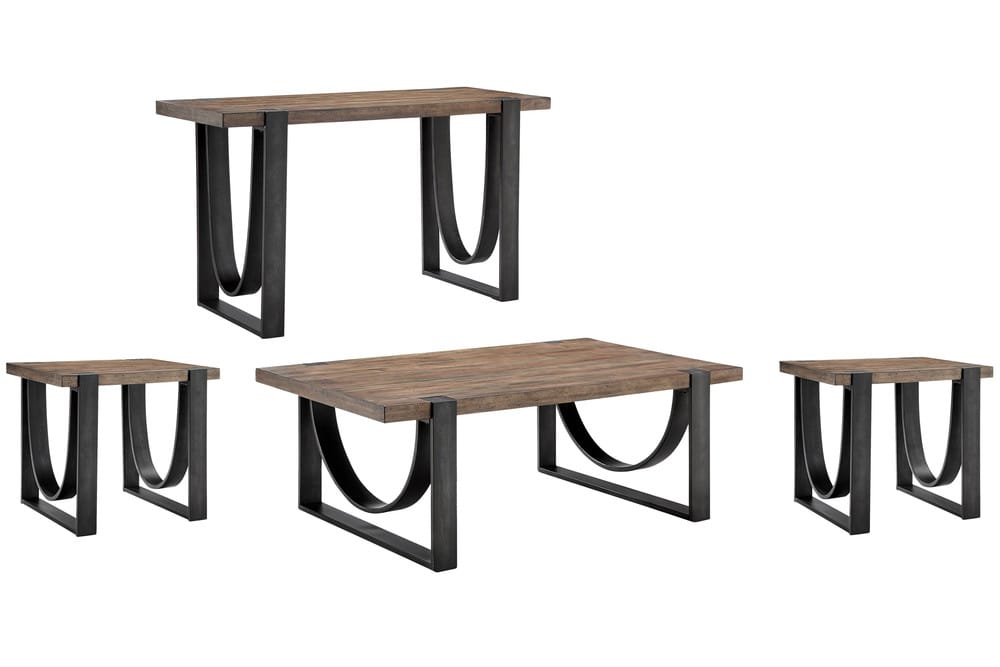 Magnussen - Bowden Rustic Honey And Distressed Iron Rectangular Cocktail Table With 2 End Table And Sofa Table - T4635-43KIT6 view 1