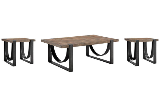 Magnussen - Bowden Rustic Honey And Distressed Iron Rectangular Cocktail Table With 2 End Table - T4635-43KIT5 view 1