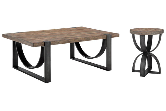 Magnussen - Bowden Rustic Honey And Distressed Iron Rectangular Cocktail Table With Accent Table - T4635-43KIT1 view 1