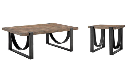 Magnussen - Bowden Rustic Honey And Distressed Iron Rectangular Cocktail Table With End Table - T4635-43KIT4 view 1