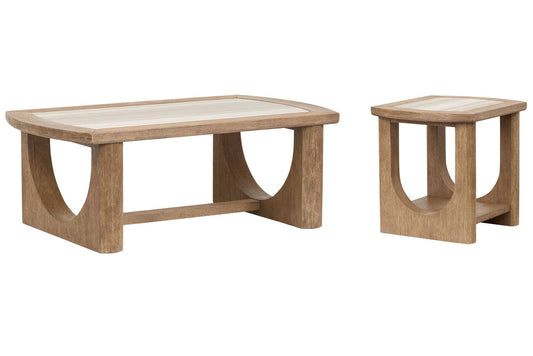 Magnussen - Bradford Riverbed Beige Rectangular Cocktail Table With End Table - T5950-43KIT1 view 1