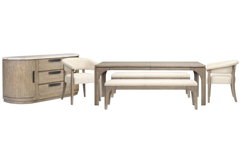 Magnussen - Braelyn Dorian Grey Extendable Rectangular Dining Table With 2 Benches 2 Host Chairs And Buffet - D5874-20-KIT30 view 1