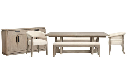 Magnussen - Braelyn Dorian Grey Extendable Rectangular Dining Table With 2 Benches 2 Host Chairs And Server - D5874-21-KIT29 view 1