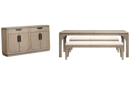 Magnussen - Braelyn Dorian Grey Extendable Rectangular Dining Table With 2 Benches And Server - D5874-20-KIT23 view 1