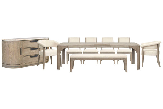 Magnussen - Braelyn Dorian Grey Extendable Rectangular Dining Table With 4 Side Chairs 2 Host Chairs Bench And Buffet - D5874-20-KIT21 view 1