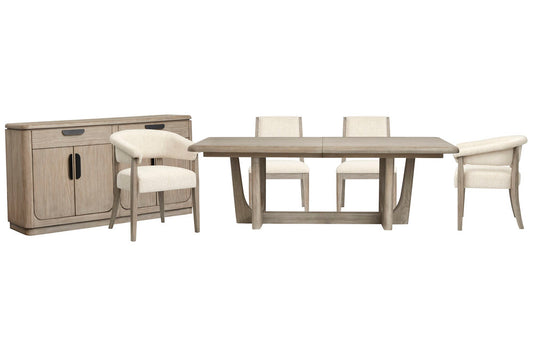 Magnussen - Braelyn Dorian Grey Extendable Trestle Dining Table With 2 Side Chairs 2 Host Chairs And Server - D5874-21-KIT8 view 1