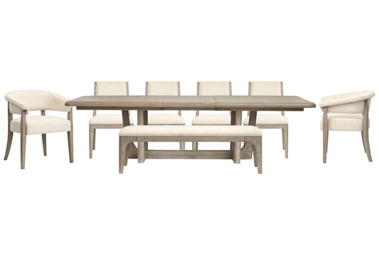 Magnussen - Braelyn Dorian Grey Extendable Trestle Dining Table With 4 Side Chairs 2 Host Chairs And Bench - D5874-21-KIT19 view 1