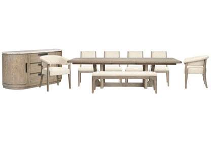 Magnussen - Braelyn Dorian Grey Extendable Trestle Dining Table With 4 Side Chairs 2 Host Chairs Bench And Buffet - D5874-21-KIT21 view 1