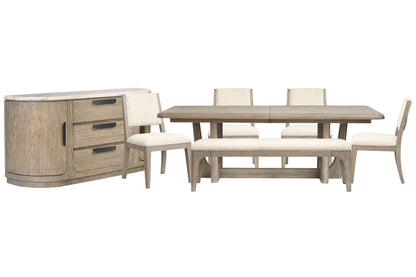 Magnussen - Braelyn Dorian Grey Extendable Trestle Dining Table With 4 Side Chairs Bench And Buffet - D5874-21-KIT15 view 1