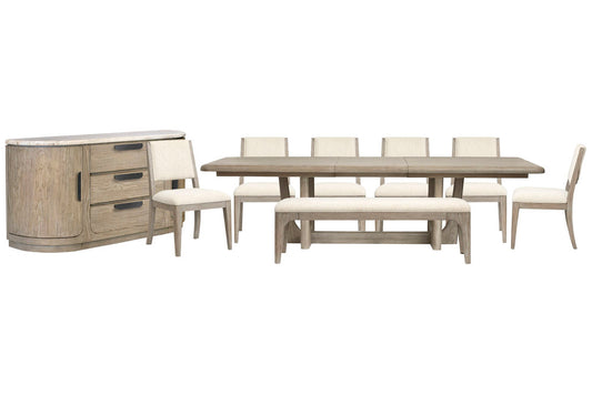 Magnussen - Braelyn Dorian Grey Extendable Trestle Dining Table With 6 Side Chairs Bench And Buffet - D5874-21-KIT18 view 1
