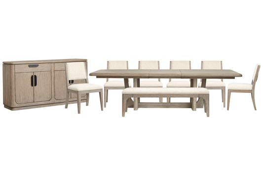 Magnussen - Braelyn Dorian Grey Extendable Trestle Dining Table With 6 Side Chairs Bench And Server - D5874-21-KIT17 view 1