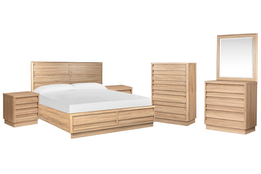 Magnussen - Brentwood Heights Provincial Brown King Panel Storage Bed 2 Nightstands Single Drawer Dresser With Portrait Mirror And Drawer Chest - B6381-64A-KIT8 view 1