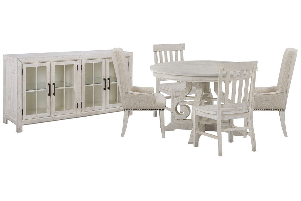 Magnussen - Bronwyn Alabaster 48" Round Dining Table With 2 Side Chairs 2 Host Chairs And Buffet - D4436-22-KIT18 view 1