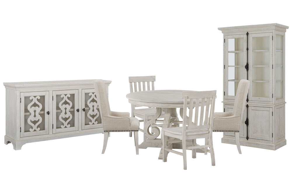 Magnussen - Bronwyn Alabaster 48" Round Dining Table With 2 Side Chairs 2 Host Chairs Server And Dining Cabinet - D4436-22-KIT19 view 1