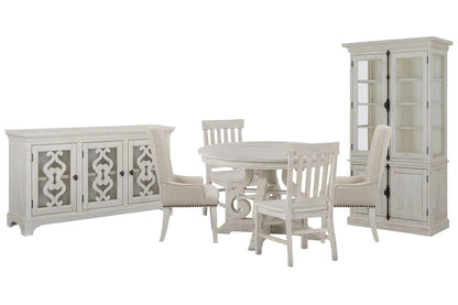 Magnussen - Bronwyn Alabaster 48" Round Dining Table With 2 Side Chairs 2 Host Chairs Server And Dining Cabinet - D4436-22-KIT19 view 1