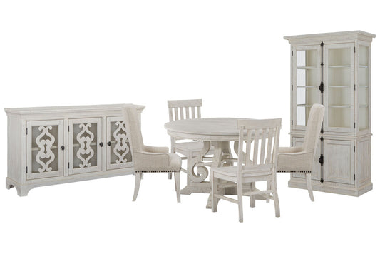Magnussen - Bronwyn Alabaster 48" Round Dining Table With 2 Side Chairs 2 Host Chairs Server And Dining Cabinet - D4436-22-KIT19 view 1