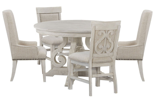 Magnussen - Bronwyn Alabaster 48" Round Dining Table With 2 Upholstered Side Chairs And 2 Host Chairs - D4436-22-KIT21 view 1