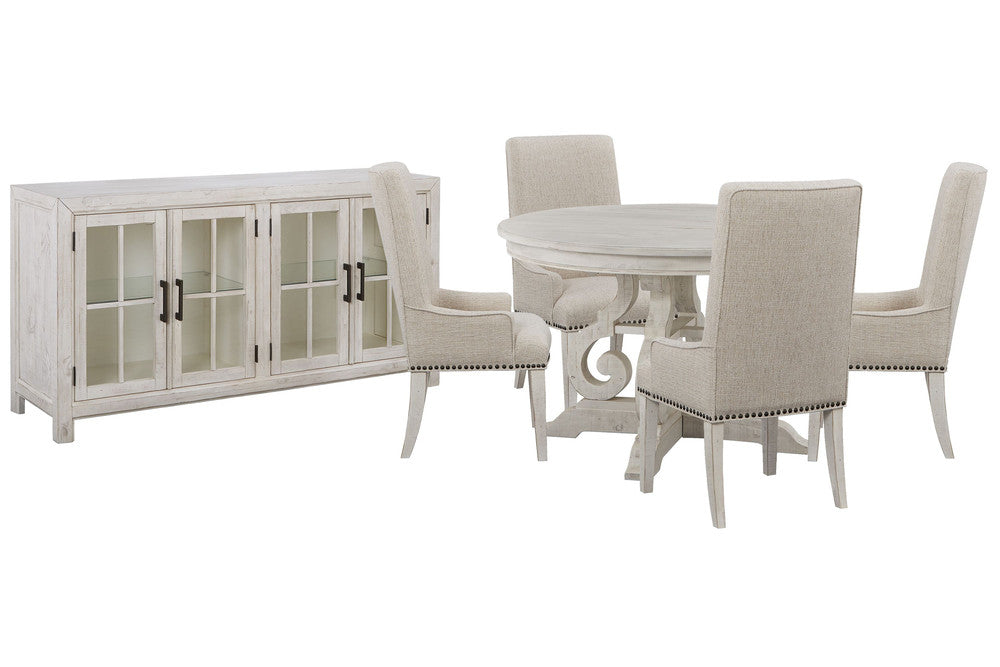Magnussen - Bronwyn Alabaster 48" Round Dining Table With 4 Host Chairs And Buffet - D4436-22-KIT13 view 1