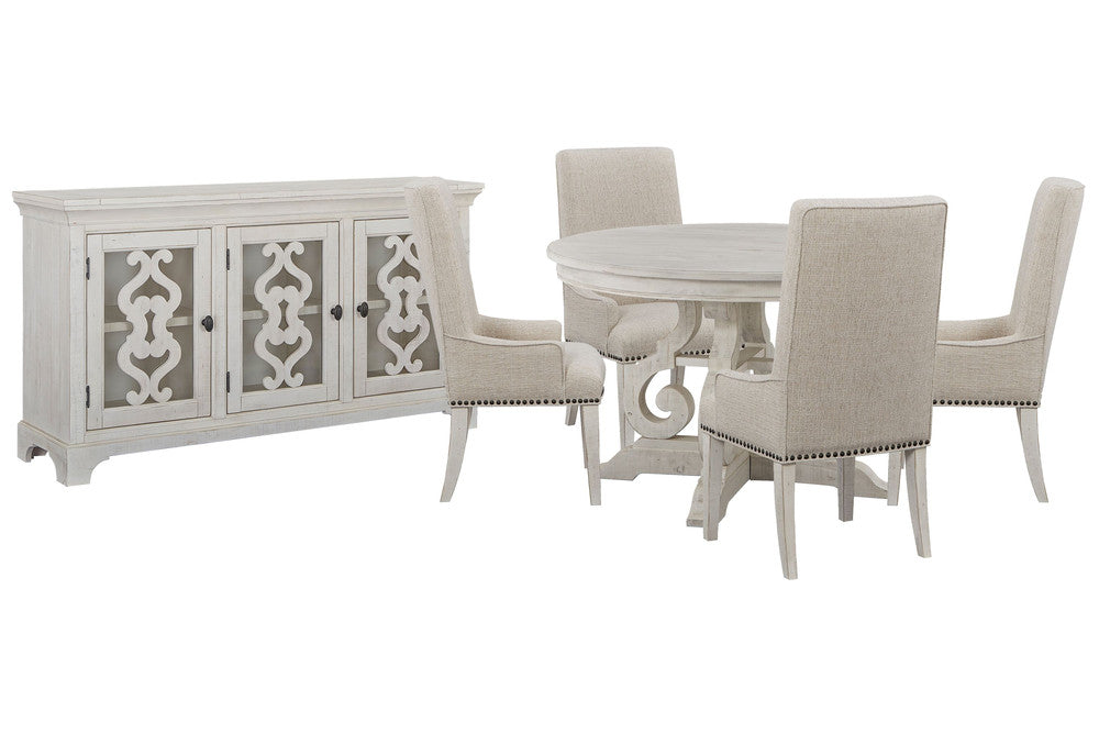 Magnussen - Bronwyn Alabaster 48" Round Dining Table With 4 Host Chairs And Server - D4436-22-KIT12 view 1