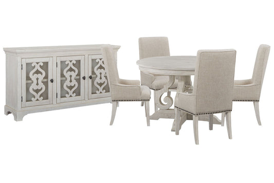Magnussen - Bronwyn Alabaster 48" Round Dining Table With 4 Host Chairs And Server - D4436-22-KIT12 view 1