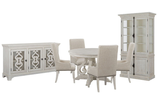 Magnussen - Bronwyn Alabaster 48" Round Dining Table With 4 Host Chairs Server And Dining Cabinet - D4436-22-KIT14 view 1