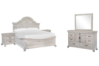 Magnussen - Bronwyn Alabaster California King Shaped Panel Bed 2 Nightstands And Drawer Dresser With Landscape Mirror - B4436-75-KIT5 view 1