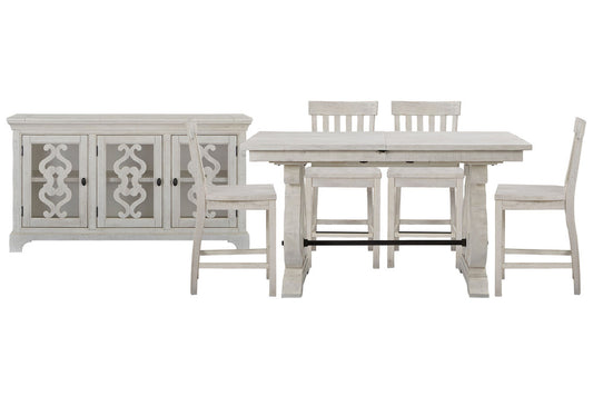 Magnussen - Bronwyn Alabaster Extendable Rectangular Counter Height Dining Table With 4 Counter Chairs And Server - D4436-42-KIT2 view 1
