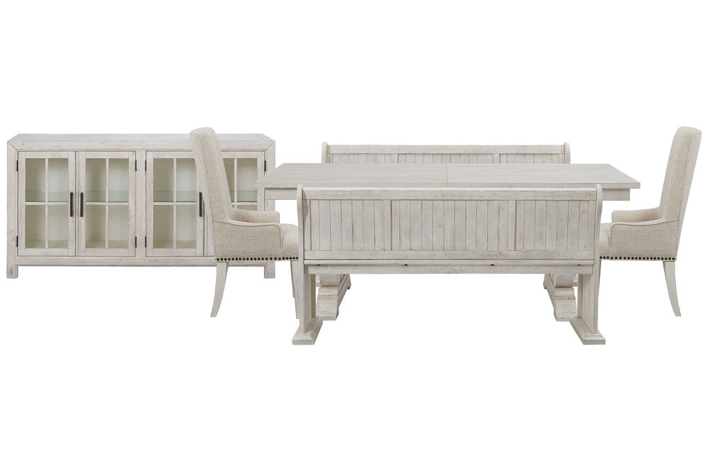 Magnussen - Bronwyn Alabaster Extendable Rectangular Dining Table With 2 Benches 2 Host Chairs And Buffet - D4436-20-KIT68 view 1