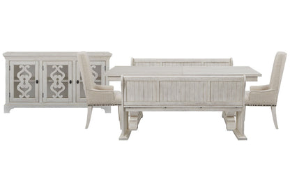 Magnussen - Bronwyn Alabaster Extendable Rectangular Dining Table With 2 Benches 2 Host Chairs And Server - D4436-20-KIT67 view 1