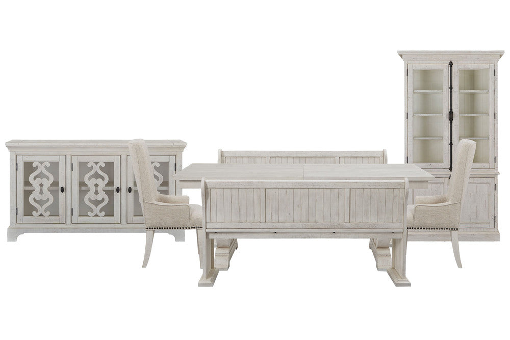 Magnussen - Bronwyn Alabaster Extendable Rectangular Dining Table With 2 Benches 2 Host Chairs Server And Dining Cabinet - D4436-20-KIT69 view 1