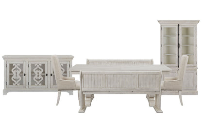 Magnussen - Bronwyn Alabaster Extendable Rectangular Dining Table With 2 Benches 2 Host Chairs Server And Dining Cabinet - D4436-20-KIT69 view 1