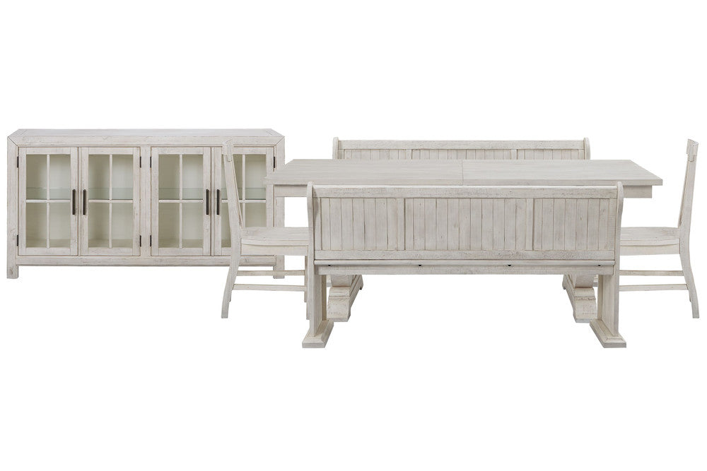 Magnussen - Bronwyn Alabaster Extendable Rectangular Dining Table With 2 Benches 2 Side Chairs And Buffet - D4436-20-KIT58 view 1
