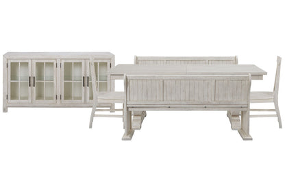 Magnussen - Bronwyn Alabaster Extendable Rectangular Dining Table With 2 Benches 2 Side Chairs And Buffet - D4436-20-KIT58 view 1