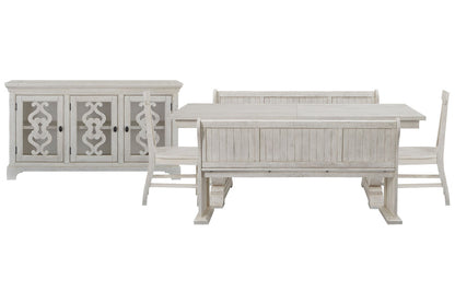 Magnussen - Bronwyn Alabaster Extendable Rectangular Dining Table With 2 Benches 2 Side Chairs And Server - D4436-20-KIT57 view 1