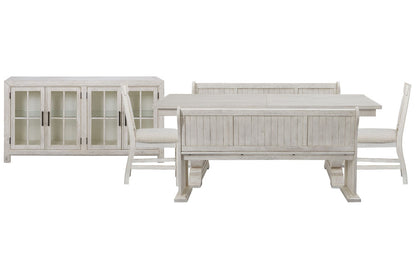 Magnussen - Bronwyn Alabaster Extendable Rectangular Dining Table With 2 Benches 2 Upholstered Side Chairs And Buffet - D4436-20-KIT63 view 1