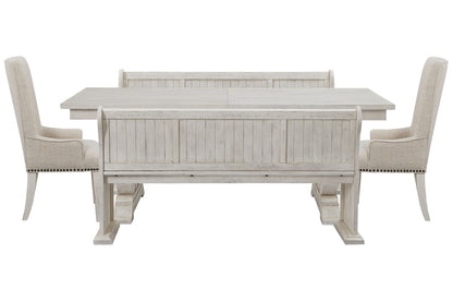 Magnussen - Bronwyn Alabaster Extendable Rectangular Dining Table With 2 Benches And 2 Host Chairs - D4436-20-KIT66 view 1