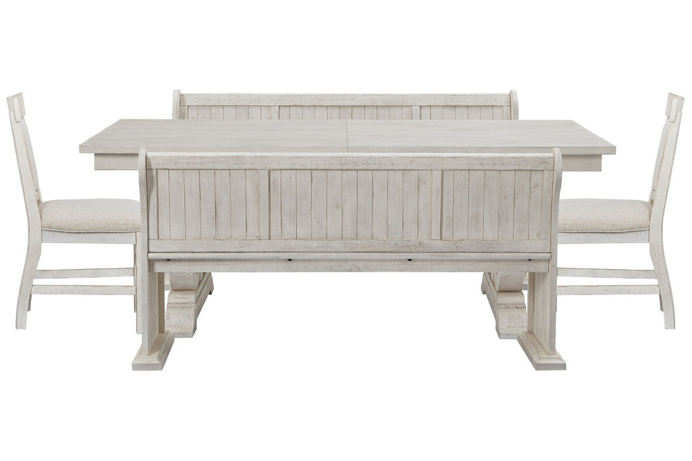 Magnussen - Bronwyn Alabaster Extendable Rectangular Dining Table With 2 Benches And 2 Upholstered Side Chairs - D4436-20-KIT61 view 1