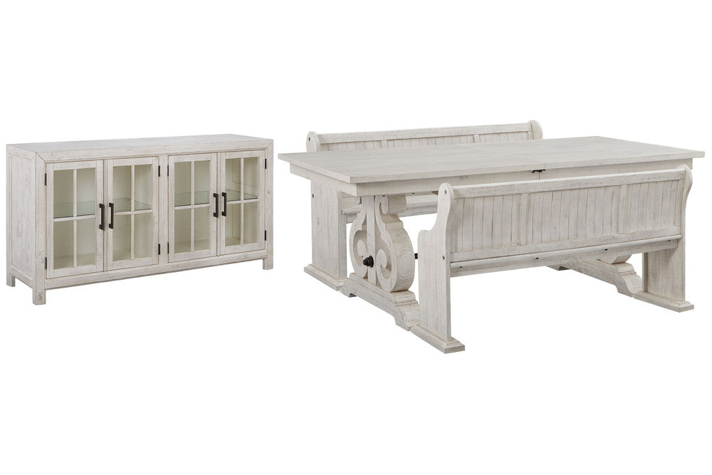 Magnussen - Bronwyn Alabaster Extendable Rectangular Dining Table With 2 Benches And Buffet - D4436-20-KIT53 view 1