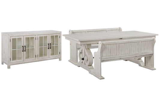 Magnussen - Bronwyn Alabaster Extendable Rectangular Dining Table With 2 Benches And Buffet - D4436-20-KIT53 view 1